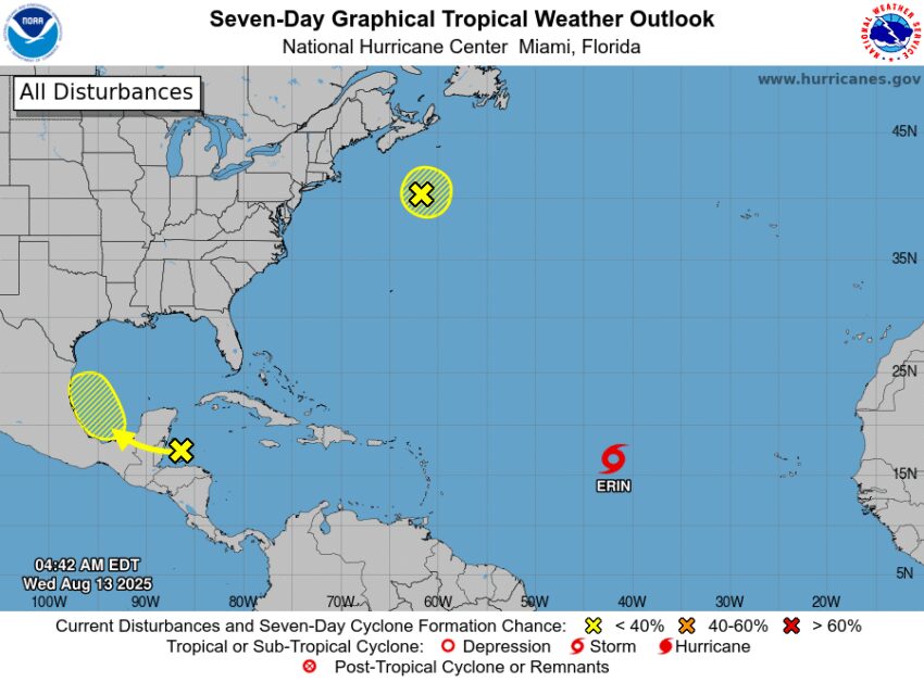 Tormenta Tropical Erin podría convertirse en Huracán