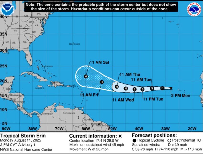 Tormenta Erin: Posibilidad de Convertirse en Huracán