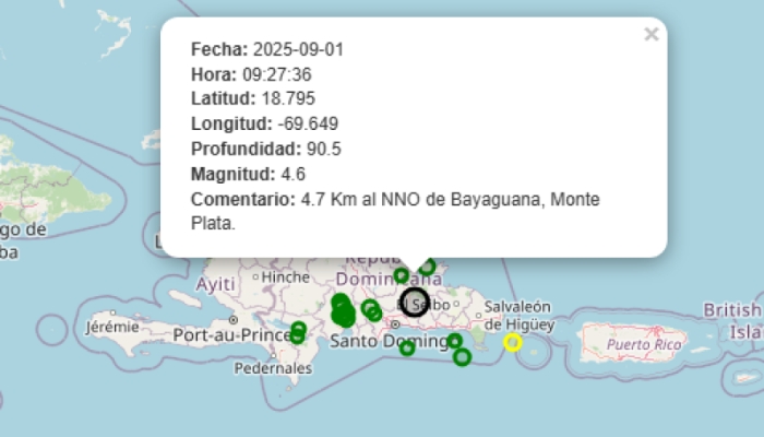 Temblor en dominicana hoy
